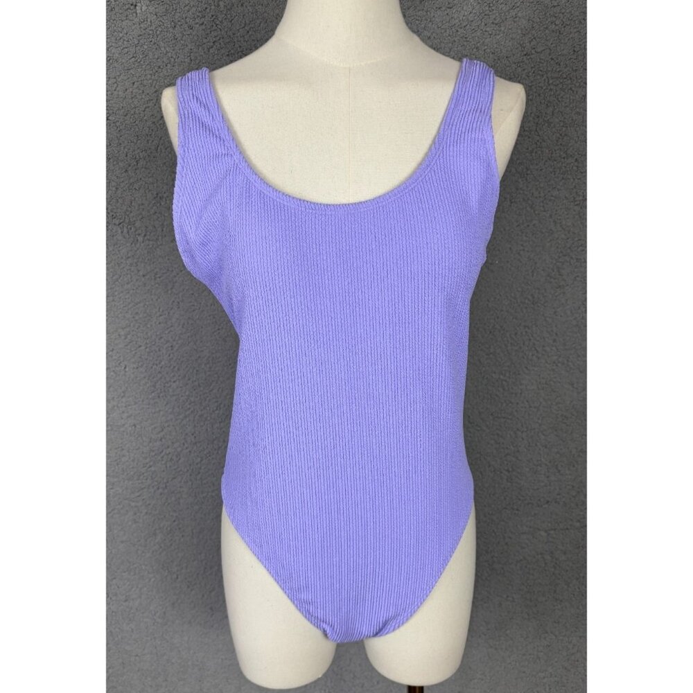 Cotton on Body Women's Scoop-Back One-Piece Swimsuit Lined Purple Large NWT's.